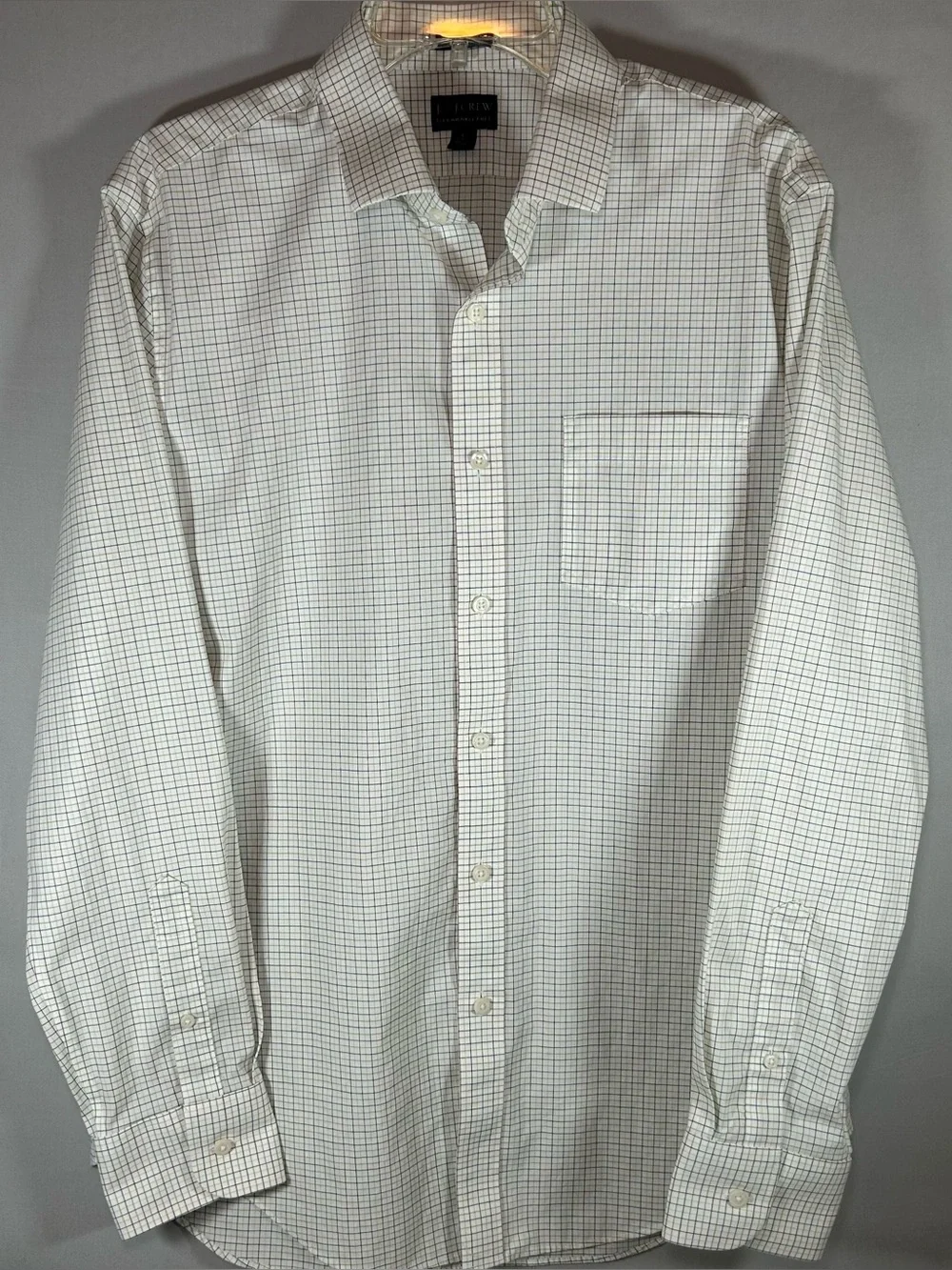 J. Crew Men's Oxford Button Down Shirt White Multicolor Check 16-16 1/2